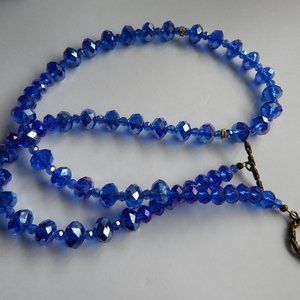 Royal Blue Crystal Necklace - Toggle Clasp